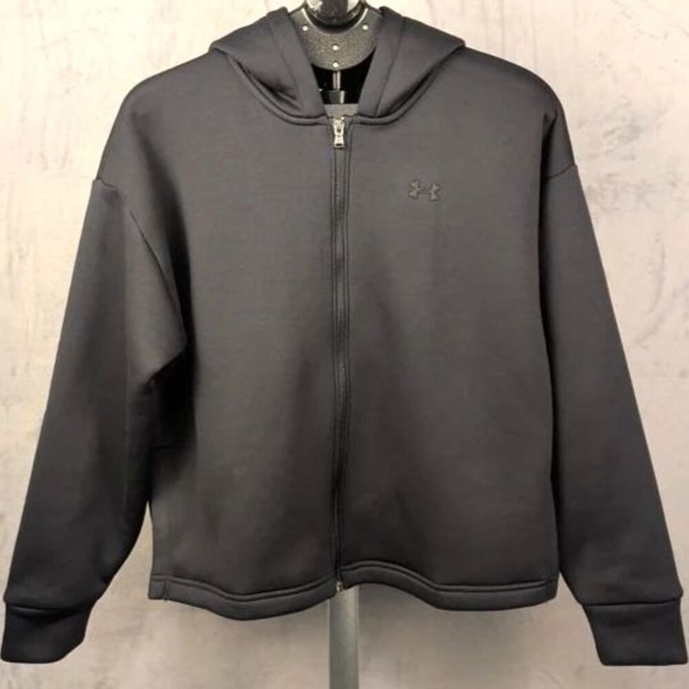 Under armor women's full zip hoodie black loose soft fleece size medium